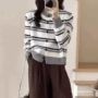 宽松撞色显瘦条纹针织衫