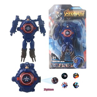 Children's Transformation Robot Electronic Watch Projection 21 Picture Boys Educational Toys Children's Day Gift Stall Wholesale