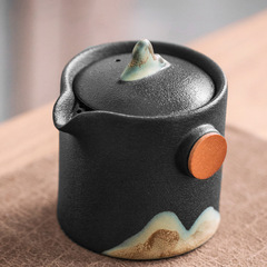 遠山清風壺 簡約復古手抓壺手繪粗陶功夫茶具茶壺新中式禪意家用