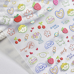Collaborative Style Tomoni Embossed Nail Sticker with Ailao, 5D Cute Nail Decal, Cute Doodle Design 1961