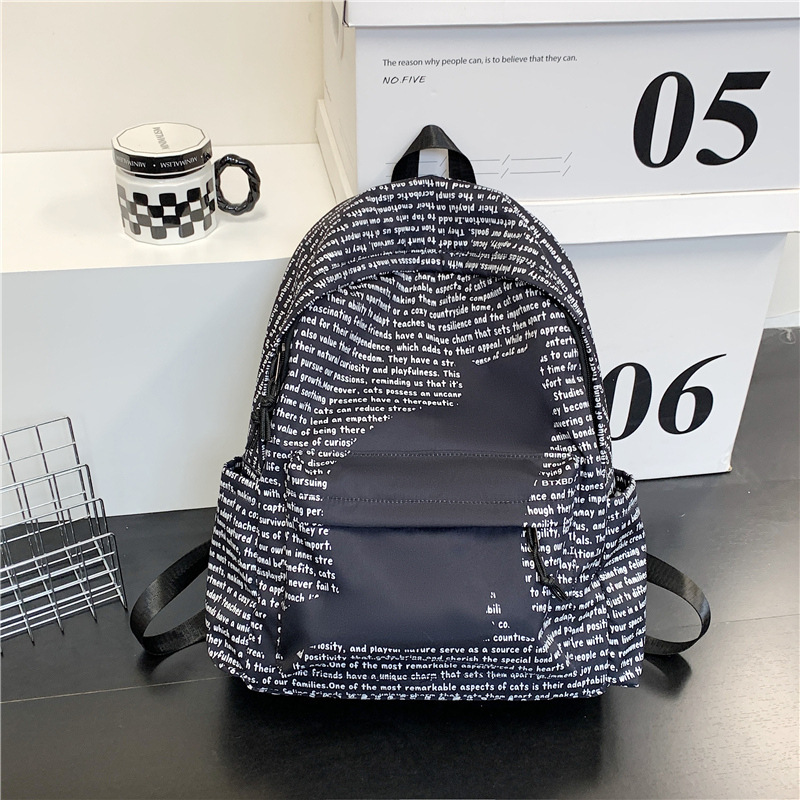 书包美式高颜值背包潮字母时尚休闲防泼水电脑包初高中学生双肩包|undefined