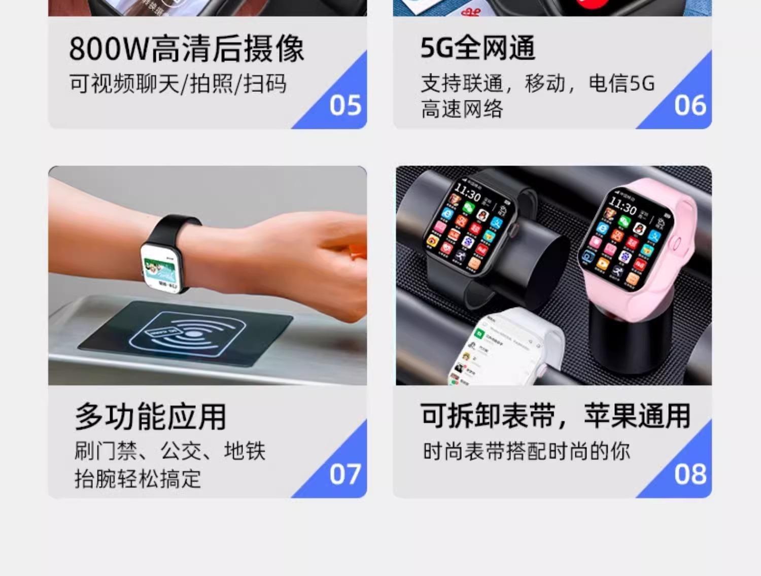 Large-screen 5G WiFi-enabled smart smartwatches for men and women, adult NFC with SIM card insertion Application Scenario