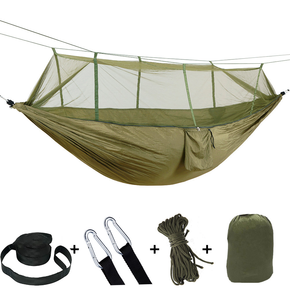 Amaca da esterno con zanzariera ultraleggera in nylon verde militare doppia tenda da campeggio aerea_voghion.com