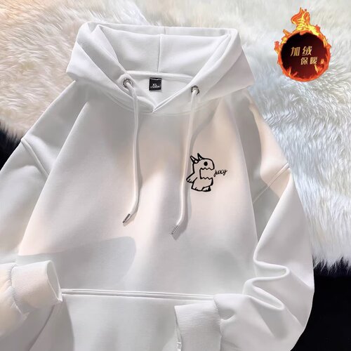 2025 New Year's hooded hooded hoodie for men and women in autumn and winter with cashmere and thick all-match fashion brand American student loose coat