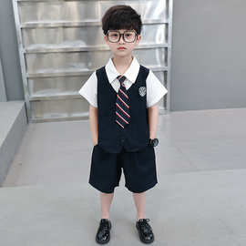 儿童西装套装男童主持人礼服英伦走秀幼儿园夏季小男孩钢琴演出服