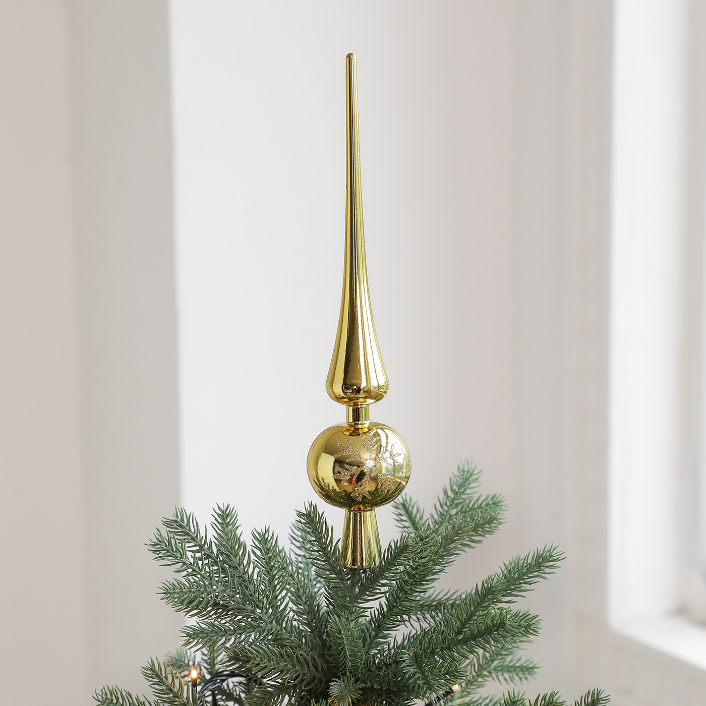 Nuevo árbol de calabaza estrella de plástico galvanizado impresión de copos de nieve pintado árbol de Navidad decoración de la parte superior de la atmósfera de diseño props