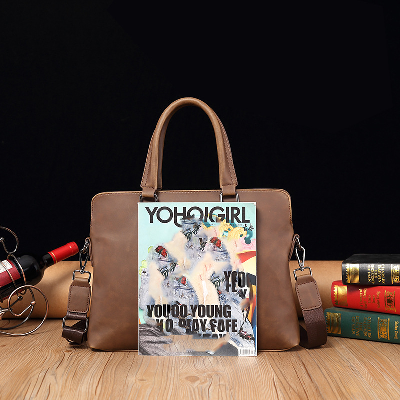 Borsa a tracolla Crazy Horse alla moda versione coreana 2025, in morbida pelle PU, per laptop, casual, da uomo_voghion.com