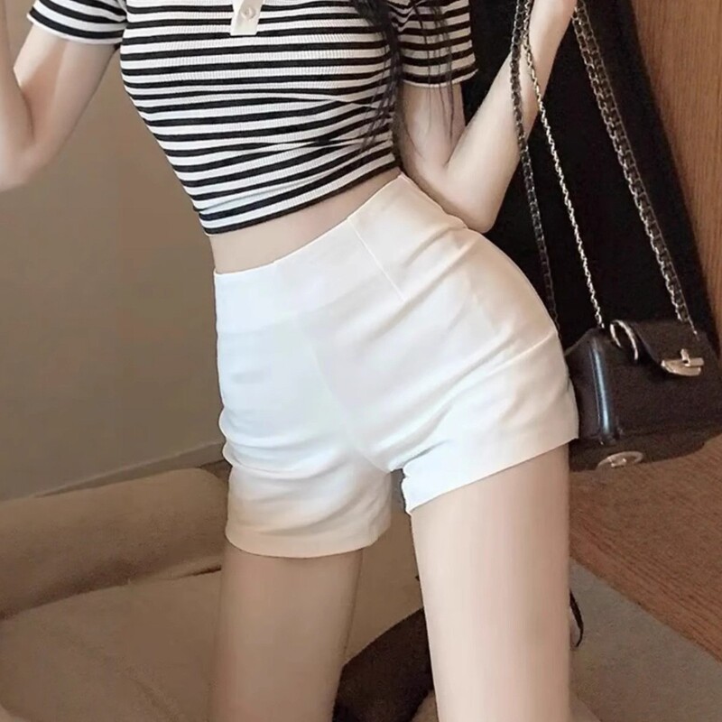 Carefully Selected White Hot Girl Shorts for Women, Summer Outerwear, Slim Fit, High Waist, Slimming, Versatile, Simple, All-Season Style, Suit Shorts
