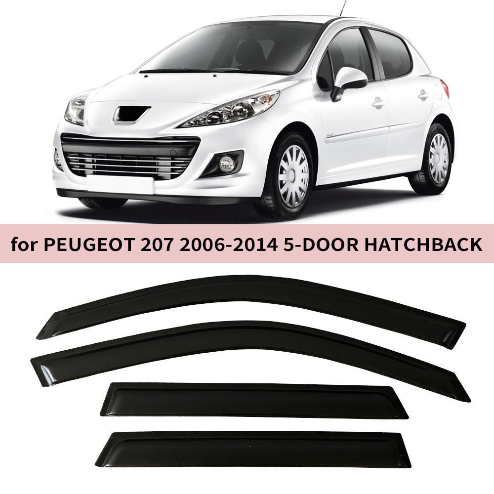 Peugeot Peugeot 207 2006-2014 5D HTB Window Visor Rain Guard Deflector (Rain shield) - for-peugeot-207-2006-2014-5d-htb4pcs