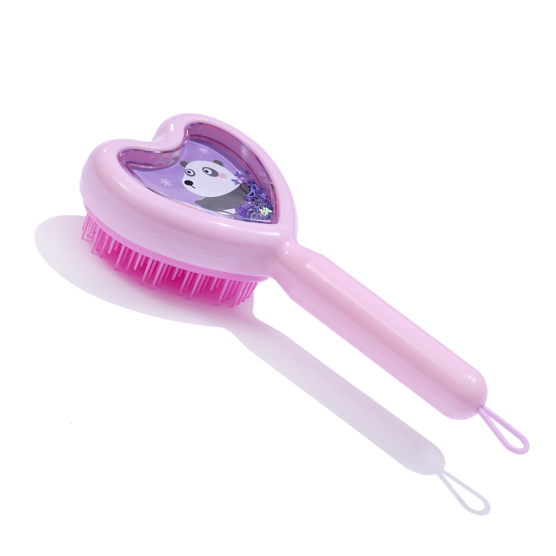 Venta al por mayor transfronteriza en stock nuevo creativo en forma de corazón transparente peine amor brillo lentejuelas dientes largos y cortos portátil viaje peine