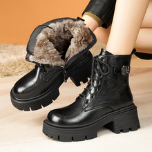 2025年真皮年冬季新款加绒羊毛马丁靴女皮靴棉鞋年中老年人