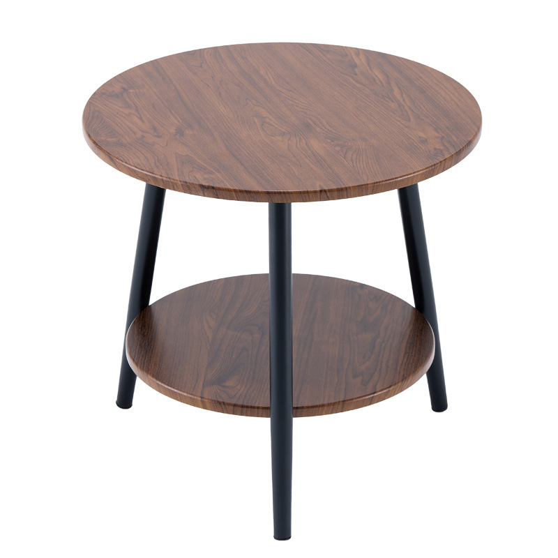 Mesa redonda de doble capa mesa de té de doble capa mesa de hierro forjado estilo nórdico lujoso simple ins mesas de cabezal de cama sofá mesa de té