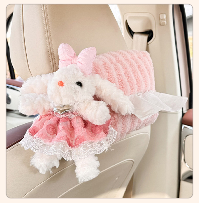 Blue Rain Cute Plush Car Tissue Box Cartoon Car Tissue Holder Plush Doll Car Tissue Bag Hanging Type
