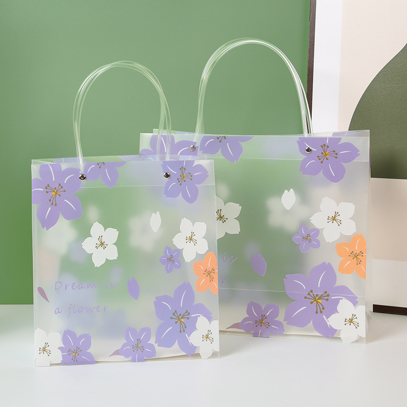 Sakura PP bolsas de plástico personalizadas bolsas de compras de ropa personalizadas bolsas de regalo de PVC transparentes bolsa de regalo