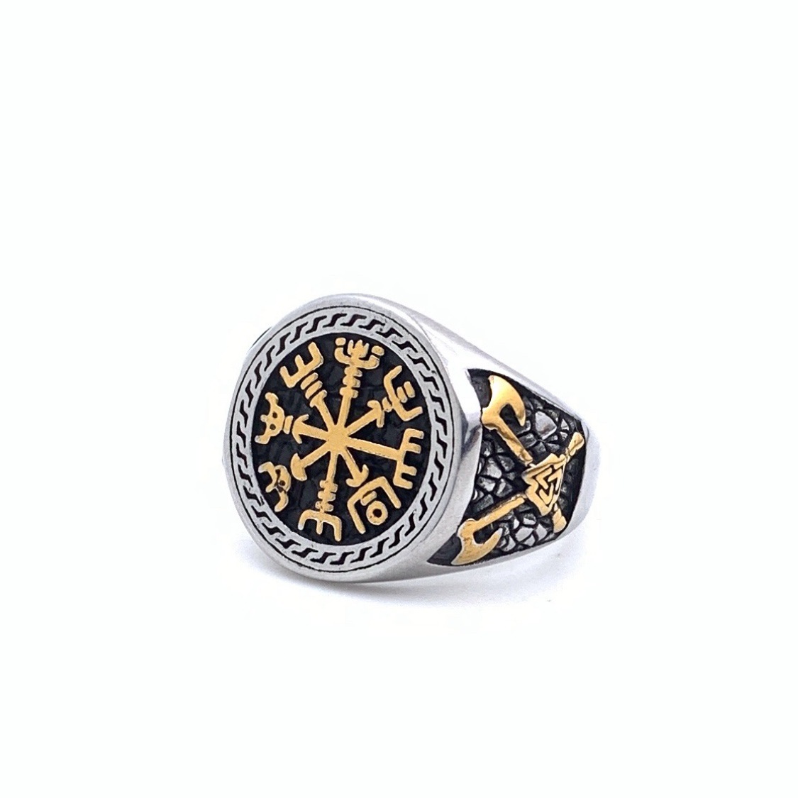 Men's Gender Retro Punk Letter Axe 304 Stainless Steel Polishing Men's Rings