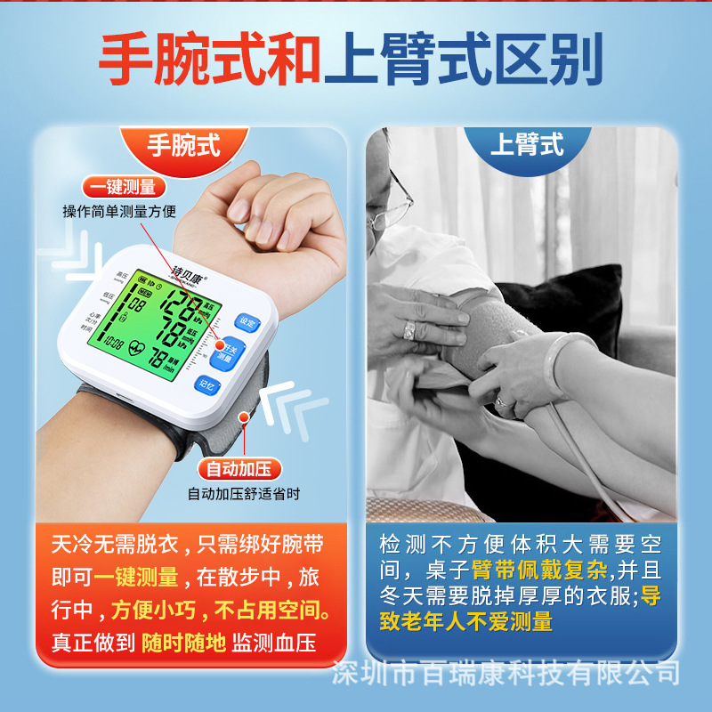 詩貝康バックライト手首全自動電子血圧計家庭用血圧測定器医療用高精度|undefined