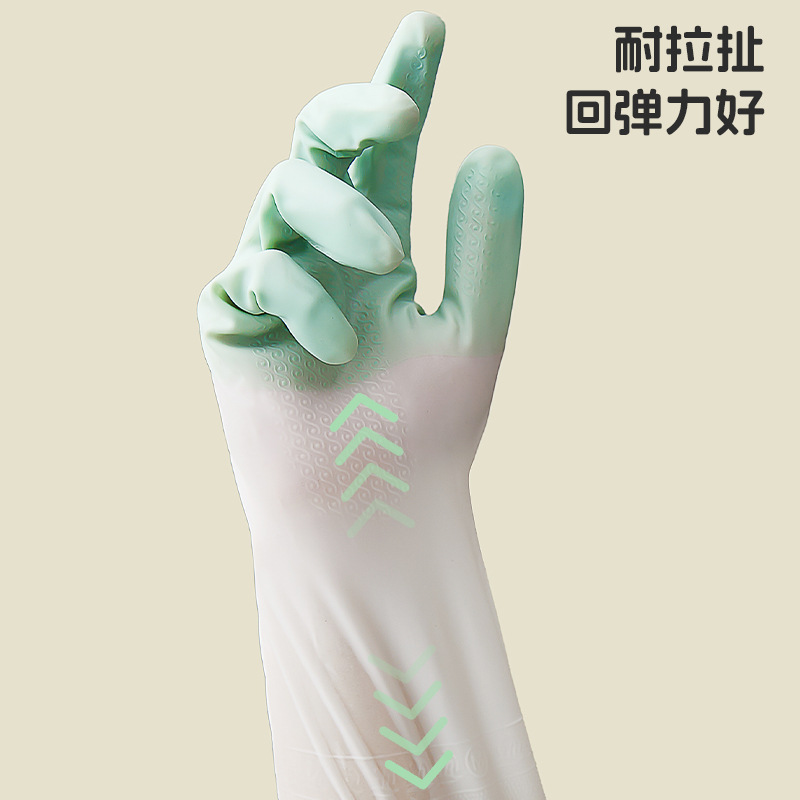 Guantes de lavado de platos para mujeres de terciopelo otoño y invierno limpieza doméstica cocina de goma resistente al agua para lavar ropa cepillo de platos tipo manga