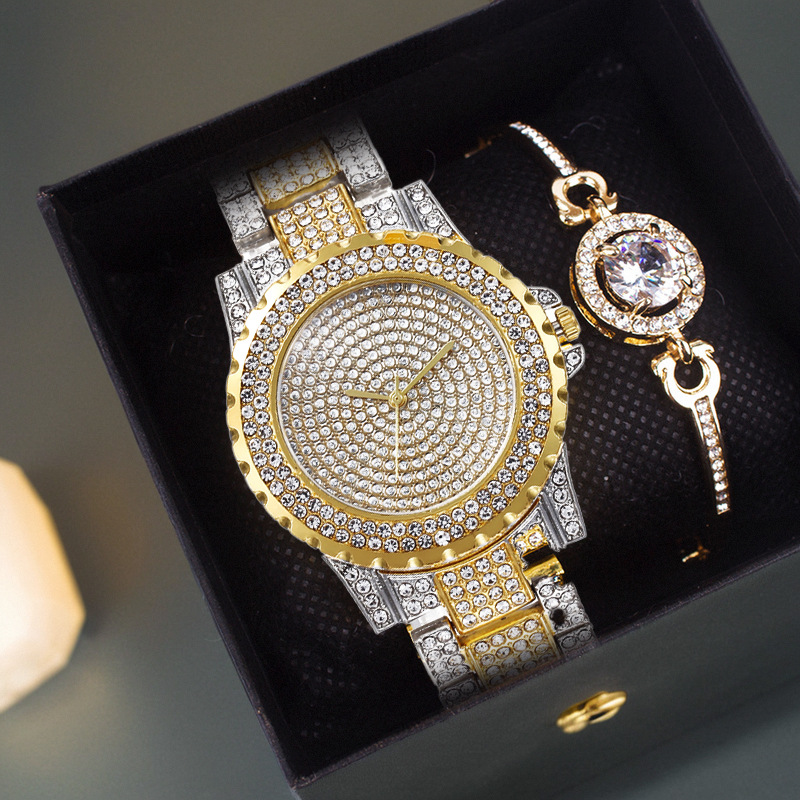Diamante reloj de pulsera de moda set pulsera de las señoras relojes de las mujeres