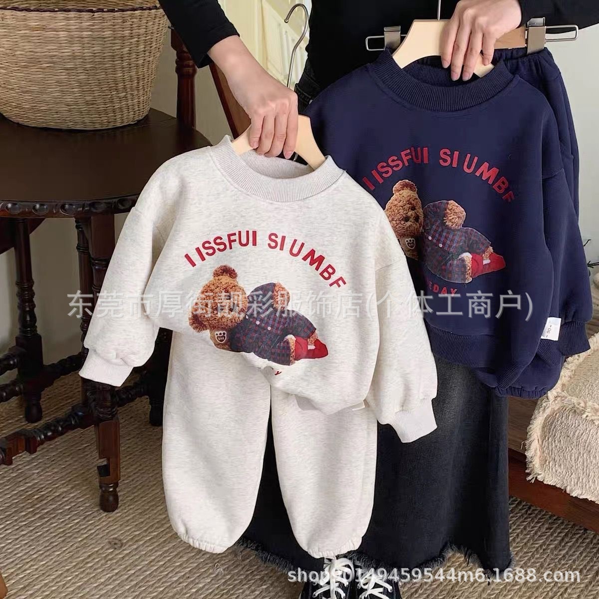 男女童加绒卫衣套装秋春秋新款中小童洋气上衣宝宝卫裤两件套潮牌