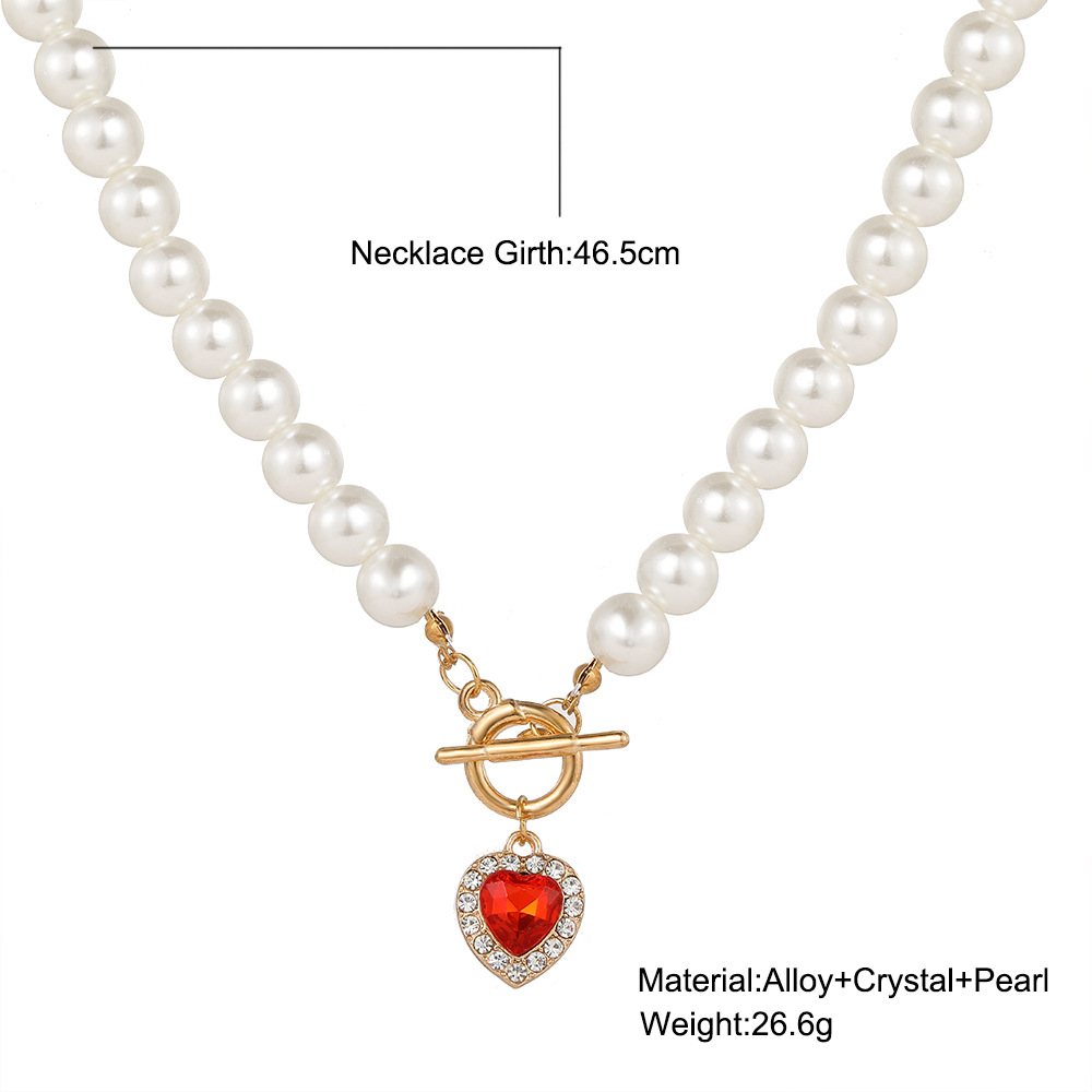 new creative French retro simple womenu0027s jewelry ruby pearl necklace wholesale