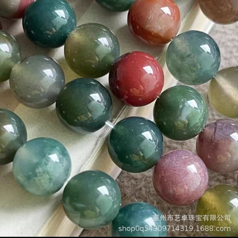Natural indio colorido Jade cuentas redondas ágata perlas sueltas agua hierba ágata perlas DIY pulsera collar accesorios de la joyería