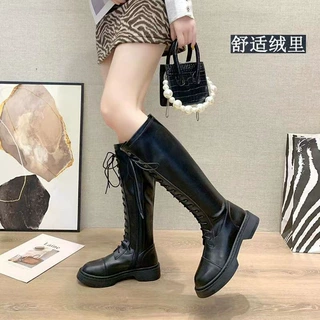 长筒靴女软皮软面大筒围粗腿女靴英伦风大码靴子显高显瘦时尚女靴