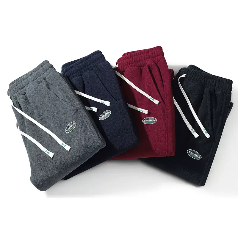 摇粒绒长裤男秋冬季加厚加大码肥佬胖子卫裤宽松束脚休闲运动裤