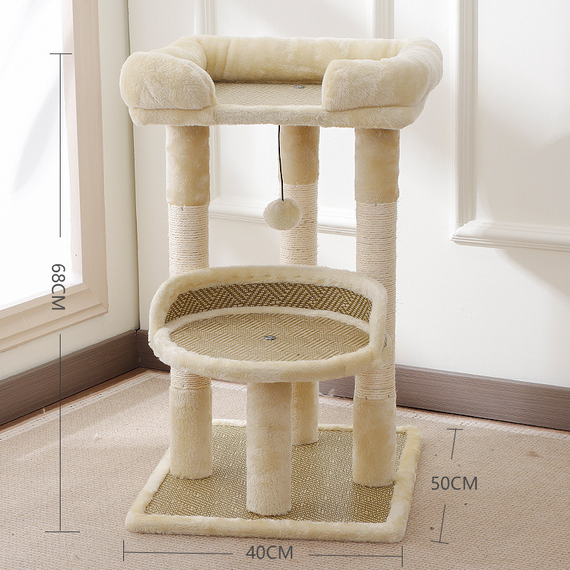 Árbol para Gatos Grande Transfronterizo Hecho de Sisal, Soporte para Gatos que Ahorra Espacio, Modelo de Exportación, Árbol para Gatos Integrado con Cama para Gatos, Suministros Populares para Mascotas.