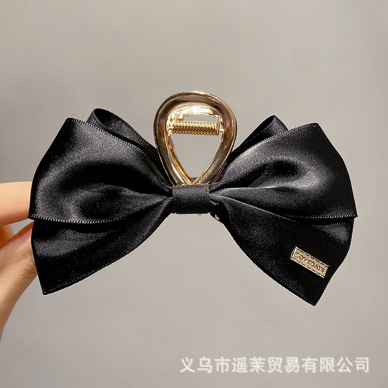 轻奢气质黑色蝴蝶结泡泡抓夹女2025高级感后脑勺发夹鲨鱼夹子头饰|undefined