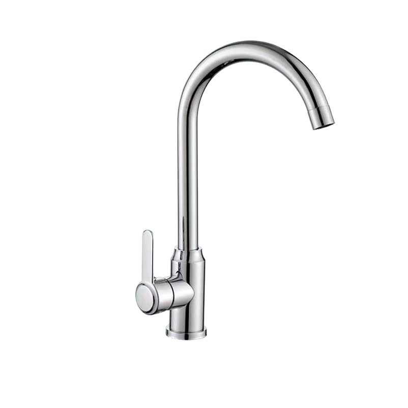 Stainless steel kitchen hot and cold faucet vertical large curved household sink bearing ball rotatable faucet