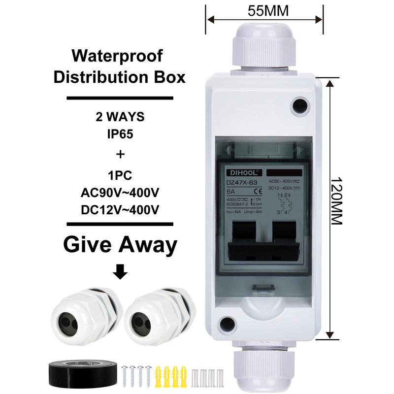 Waterproof Box Photovoltaic Circuit Breaker Electric Vehicle Protector Battery Solar UPS Inverter DZ47X Waterproof Box