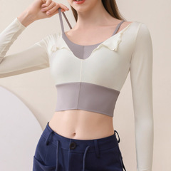 Women's Fitted Long Sleeve Top with Bra Cup for Yoga, Dance, Fitness, Running - Autumn New Style
