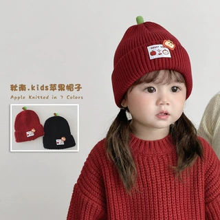 秋南 儿童帽子冬季新款可爱苹果针织帽保暖防风毛线帽宝宝套头帽