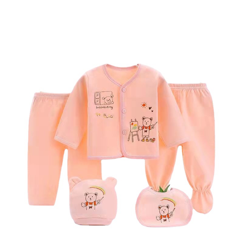 Ropa de bebé de cinco piezas conjunto recién nacido bebé monje ropa infantil cuatro cero peinado traje de algodón cuatro estaciones al por mayor image 7