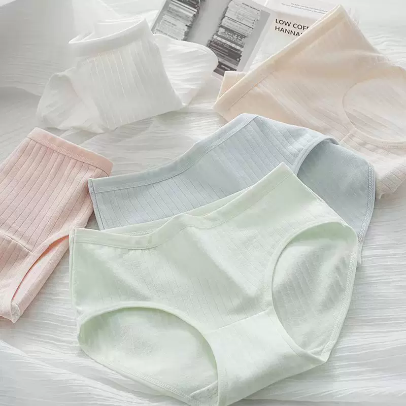 纯棉内裤少女内裤纯棉裆透气女士中腰包臀纯色日系学生三角裤提臀