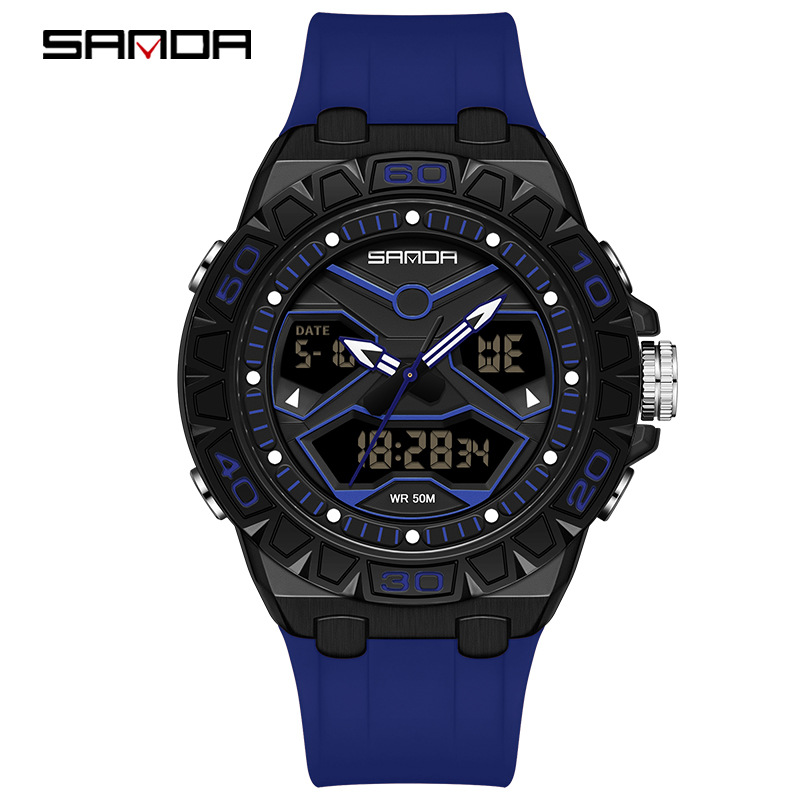 Sanda reloj juvenil reloj multifuncional moda coreana al aire libre deportivo impermeable reloj electrónico de hombre venta directa mayorista