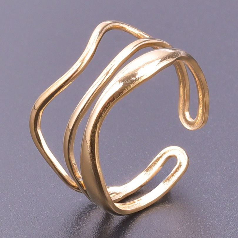 18K Gold Plating Color Adjustable Ring Size 1 Piece Quantity PVD Coated Real Gold Plated 18K Gold Geometric 304 Stainless Steel Simple Style Waterproof Non Tarnish Open Ring