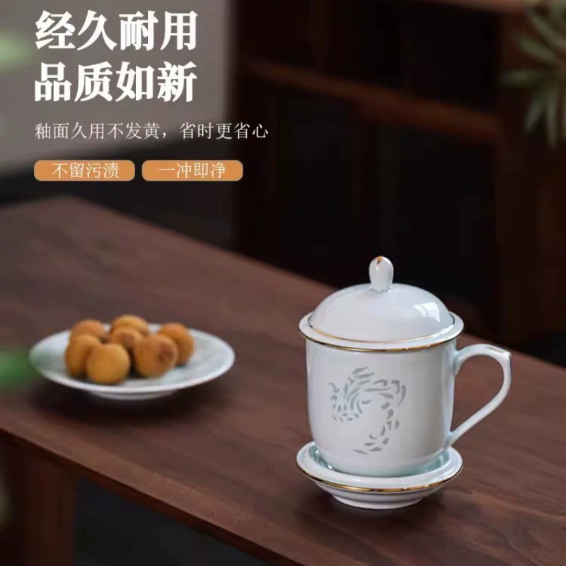 Высококачественная чайная чашка из костяного фарфора Jingdezhen с золотыми драконом и фениксом Chengxiang фильтр чайная чашка свадебная сувенирная чашка