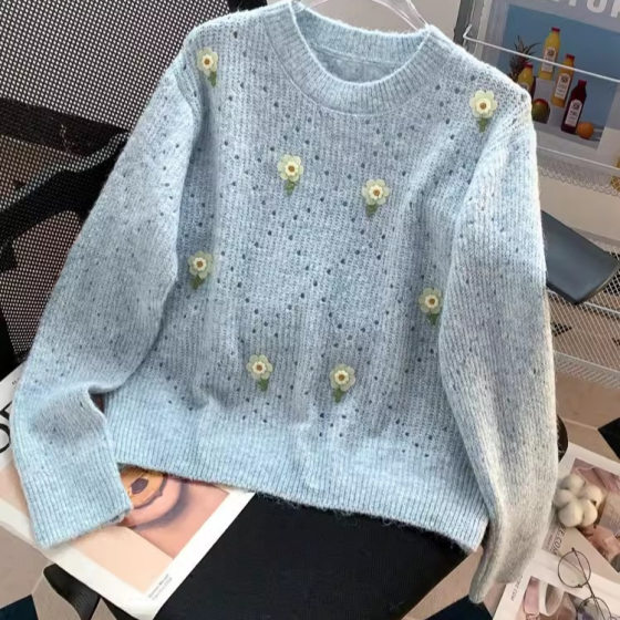 2025 Spring New Women's Long-sleeved Base Knitted Sweater Fashion All-match Women's Thin Pullover Knitted Sweater