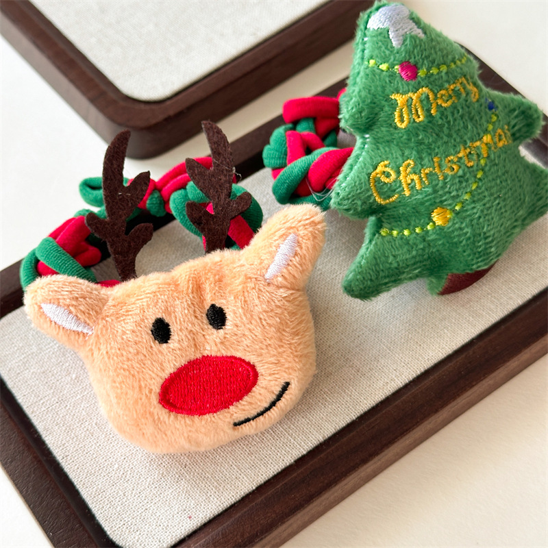 20g Weight Hair Tie Hair Accessories Type 1 Piece Quantity Holiday, Festival Occasion Flannel Material Christmas Festival Christmas Tree, Santa Claus, Elk Pattern Women's Gender Cute Style Christmas Cute Women's Christmas Tree Santa Claus Elk Flannel Hair Tie 6