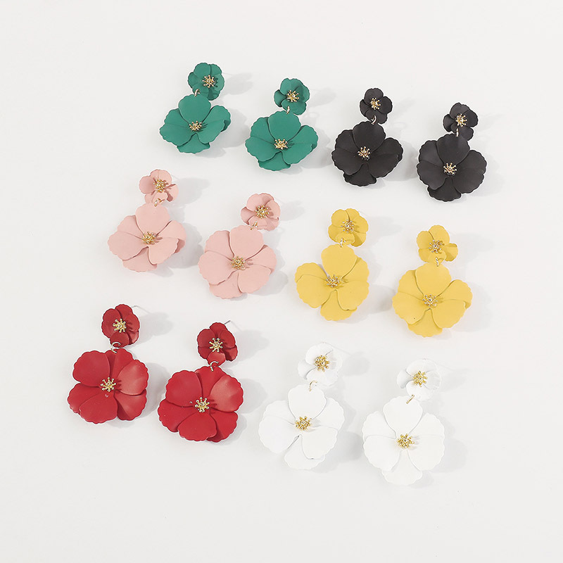 Pendientes de flores de color europeos y americanos, moda creativa para mujer, pintura retro con spray, pendientes de flores multicolor para studs, opcional image 22
