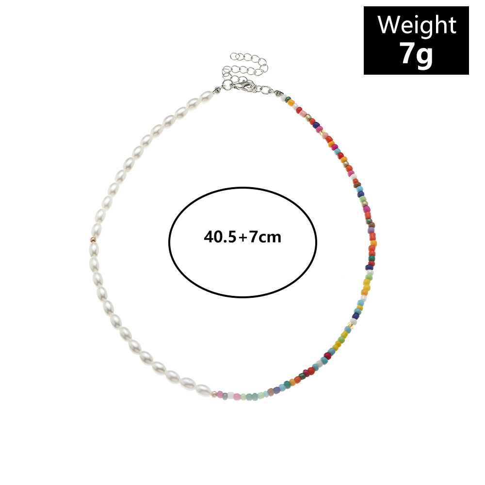 Wholesale Jewelry Color Beaded Pearl Stitching Necklace Nihaojewelry display picture 2