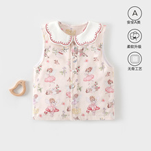 婴儿衣服春秋新款森系纯棉马甲背心男女宝宝开衫无袖坎肩翻领上衣