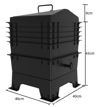 Cubo de compostaje de lombrices de tierra negras