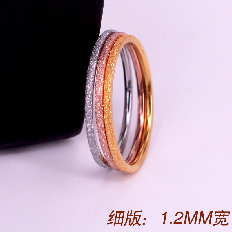 J4-418 Hot-Selling Ultra-Fine Frosted Ring Internet Celebrity Three-Color Frosted Cute Girl Thin Tail Ring 1.2mm