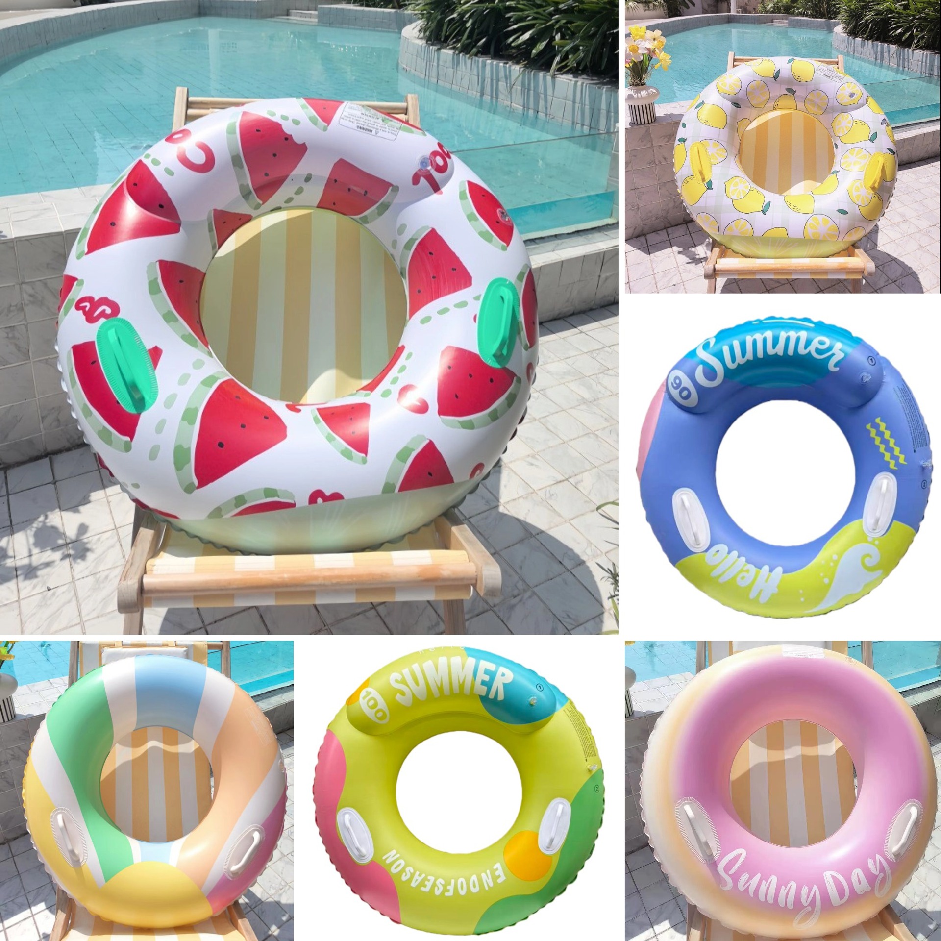 Fashionable inflatable swimming ring for adults