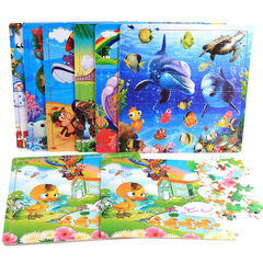 Wooden 100 Pieces Jigsaw Puzzles for Kids Animal Dinosaur Cartoon Plane Puzzles Baby Early Education Intelligence Development Building Blocks Toys