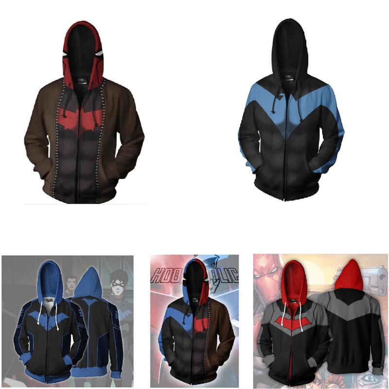 Foreign trade DC comic superhero night wing 3d zipper hooded sweater cardigan coat cos animation surrounding