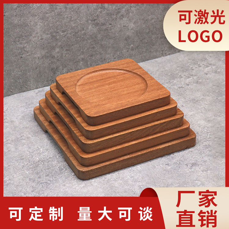 Udon sandalwood sabili mortero de madera base base bandeja de hierro a prueba de quemaduras placa de madera aislante almohadilla de madera soporte de tazón
