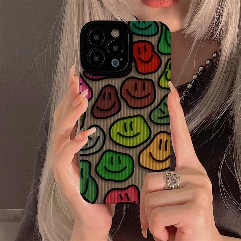 Samsung A53 Phone Case Minimalist Colorful Smiling Face Design_voghion.com